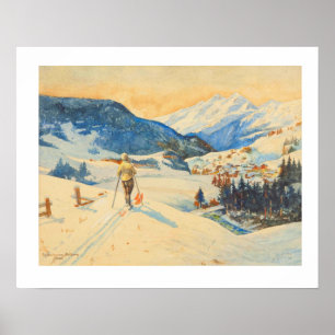 Vintage skidar avbildar, den crossa country poster