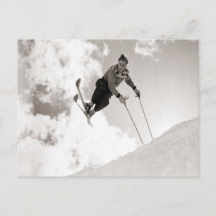 Vintage skidar avbildar, trick skidar på vykort