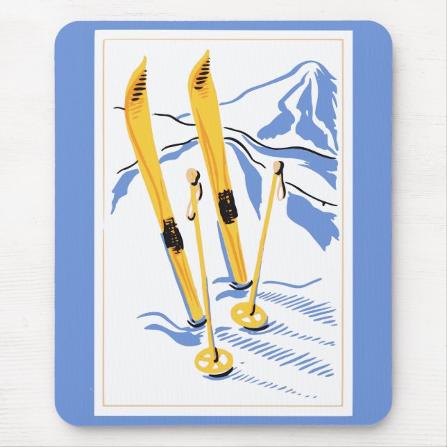 Vintage skidar konst musmatta (Framsidan)