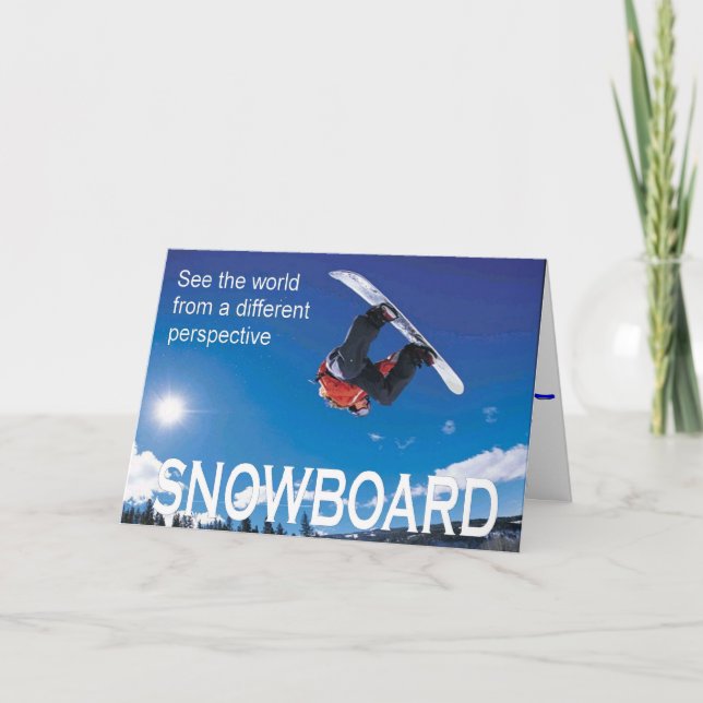 Vintage skidar, snowboarden, olikt perspektiv helgkort (Framsida)