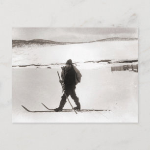 Vintage skidbild, Längdskidåkning Vykort