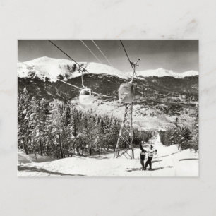 Vintage skidbild, Ski hiss Vykort