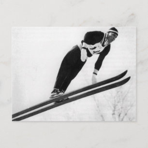 Vintage skidbild, ta av! vykort