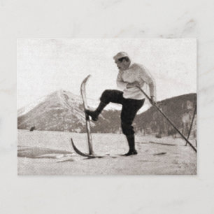 Vintage skidbild, träskal, enkelpole vykort