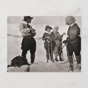 Vintage skidbild, Tryckt för pisterna Vykort