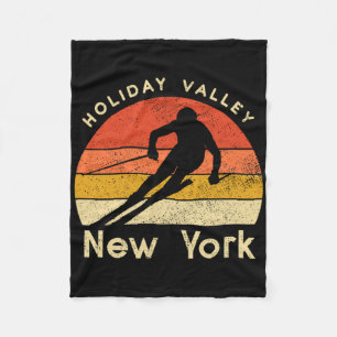 Vintage skidsemester Valley New York Fjäll Fleecefilt