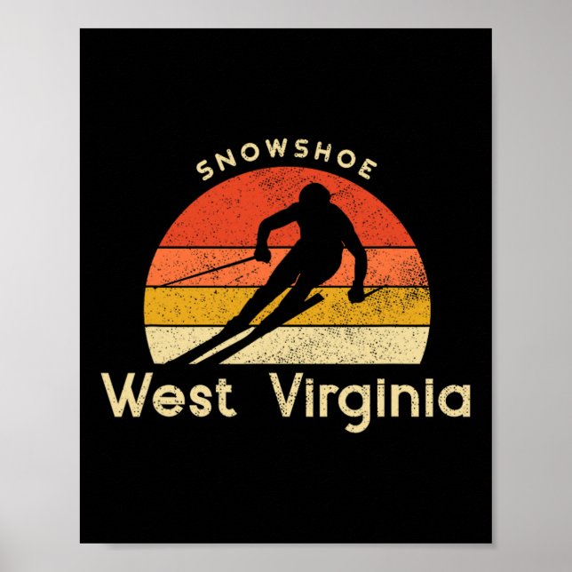 Vintage skidskor West Virginia Berg  Poster (Framsidan)