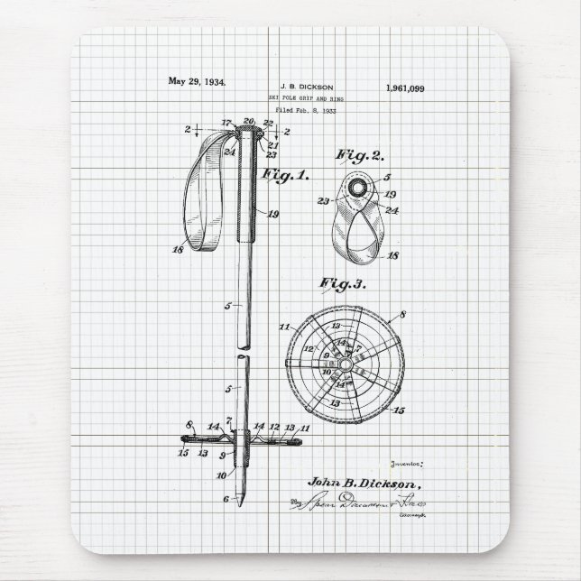 Vintage skidstångs patent musmatta (Framsidan)