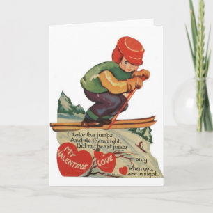 Vintage Skier Valentinns dagskort Helgkort