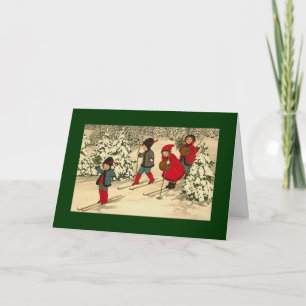 Vintage Skiers julkort Helgkort