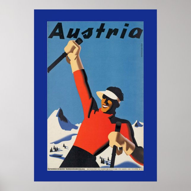 Vintage Skiing i Österrike Poster (Framsidan)
