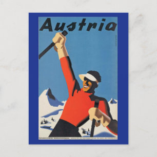 Vintage Skiing i Österrikes vykort