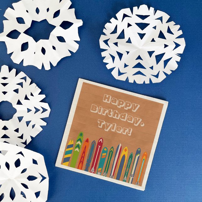 Vintage Skis Custom Message Skiers Party Pappersservett (Skapare uppladdad)