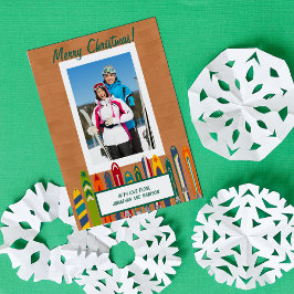 Vintage Skis Custom Photo Julkort