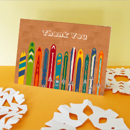 Vintage Skis Customizable Message Tack Kort