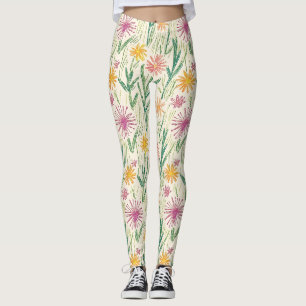 Vintage Skiss av Vildblomma (10) Leggings