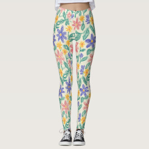 Vintage Skiss av Vildblomma (1) Leggings