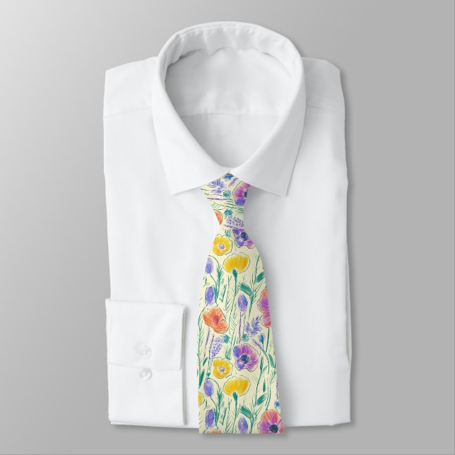 Vintage Skiss av Vildblommor (6) Slips (Bunden)