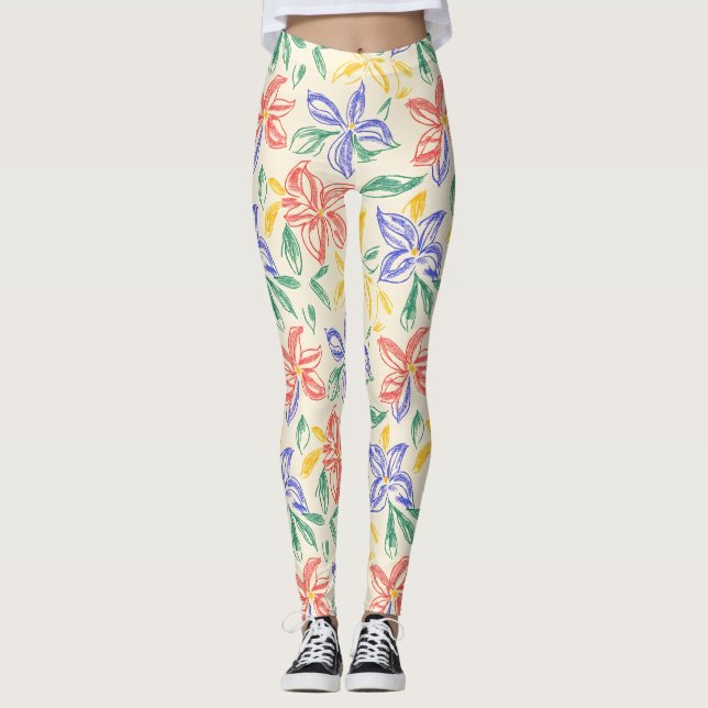 Vintage Skiss av Vildblommor (8) Leggings (Framsida)