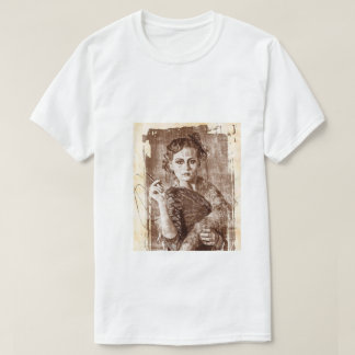 Vintage skiss estetisk flickporträtt t shirt