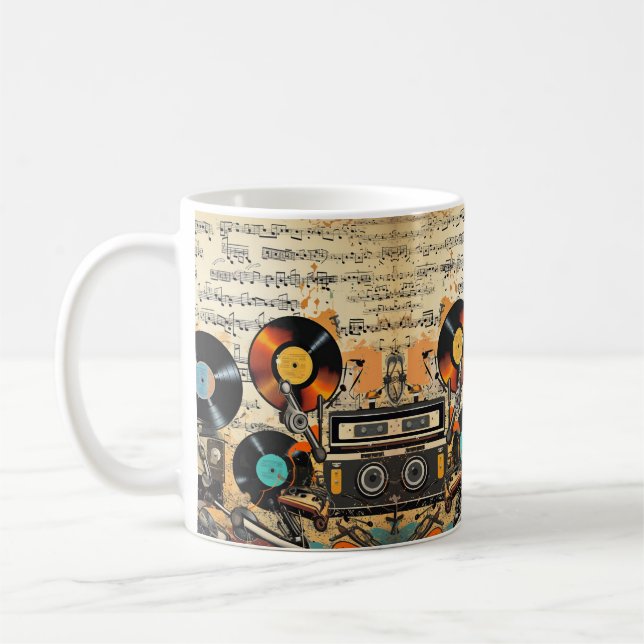Vintage skivspelare  kaffemugg (Vänster)