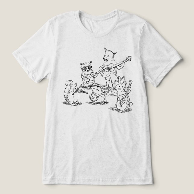 Vintage Skogs Djur Akustisk Folk Band T Shirt (Design Framsida)