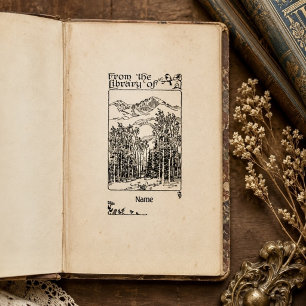 Vintage Skogs Ex Libris Bokmärke Anpassa Stämpel