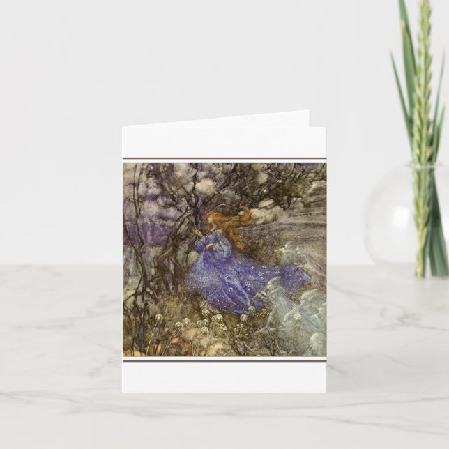 Vintage Skogsälva Tack Greeting Blank Kort (Framsida)