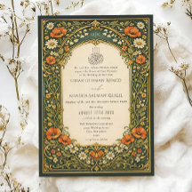 Vintage Skogsblomma Art Nouveau Islamisk Bröllop