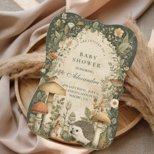 Vintage Skogsdjur Baby Shower Inbjudningar