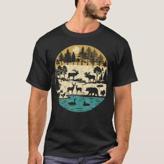 Vintage Skogsdjur Jakt Vilda Djur Skogsmark T Shirt
