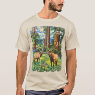 Vintage Skogsgran Rödved Vilda djur Älg Van Gogh-s T Shirt