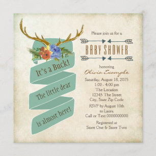 Vintage skogshjort Baby Shower Inbjudningar