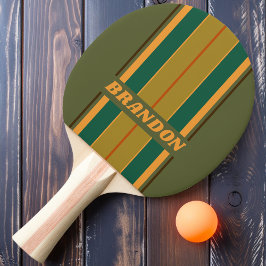 Vintage Skogsmosse Brädstripigt med Namn Pingisracket