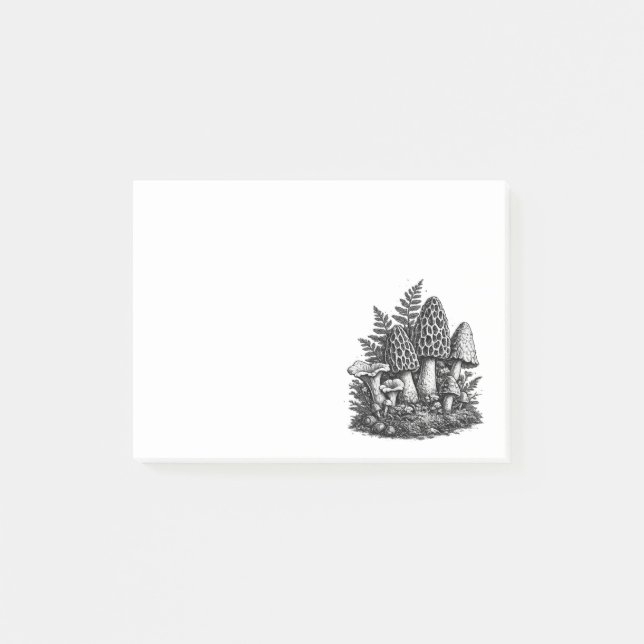 Vintage skogssvamp linocut post-it block (Framsida)