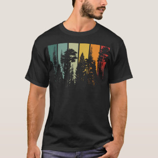 Vintage Skogsträd Utomhus Natur Vandring Camping T Shirt