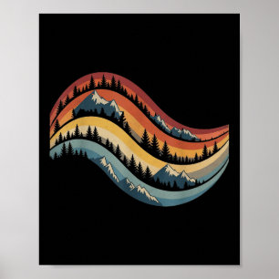 Vintage Skogsträd Vandring Berg Utomhus Natur Poster