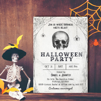 Vintage Skoky skallspindel Halloween Inbjudningar
