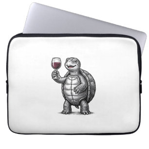 Vintage Sköldpadda Håller Vin Glas Tröja Design_1 Laptop Fodral
