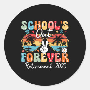 Vintage Skolor ut ur Pension 2025 Teache Runt Klistermärke