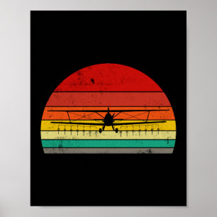 Vintage Skörd Duster Retro Sunset AG Pilot Poster