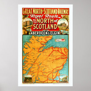 Vintage Skotsk Järnvägstryck Poster