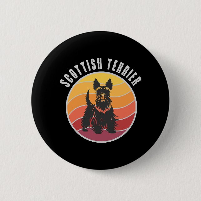 Vintage skotsk terrier solnedgång knapp (Framsida)