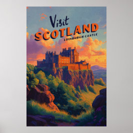 Vintage Skottland Edinburgh Castle Affisch