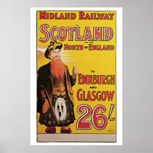 Vintage Skottland efter resor med tåg och Poster