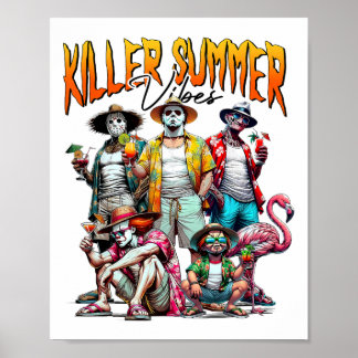 Vintage Skräck Sommar Vibes Rolig Halloween Sommar Poster