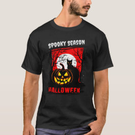 Vintage-skräck: Spooky Pumpkin & Cat Halloween T Shirt