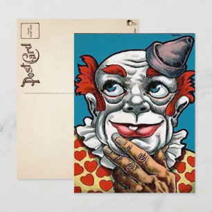 Vintage Skräckinjagande Clown Konst Postkort Vykort