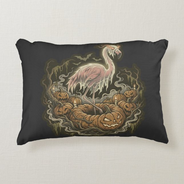 Vintage Skräcklig Flamingo Halloween-design Prydnadskudde (Framsidan)