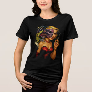 Vintage skräckserietidningskonst Damtröja T Shirt